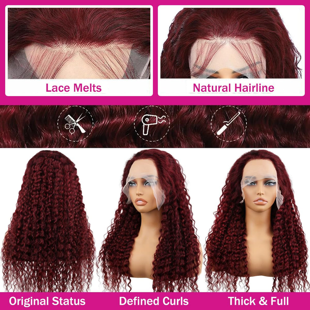 Bobili 99j burgundy human hair wig with pre-colored shade for rich color.