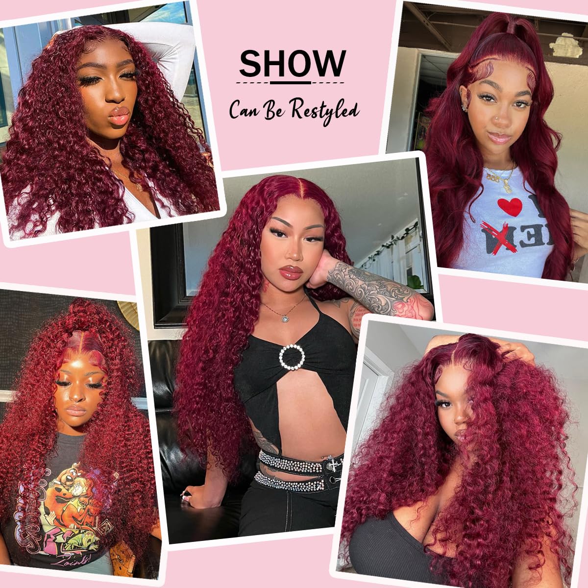 Bobili burgundy wig cap with adjustable straps for secure comfort.
