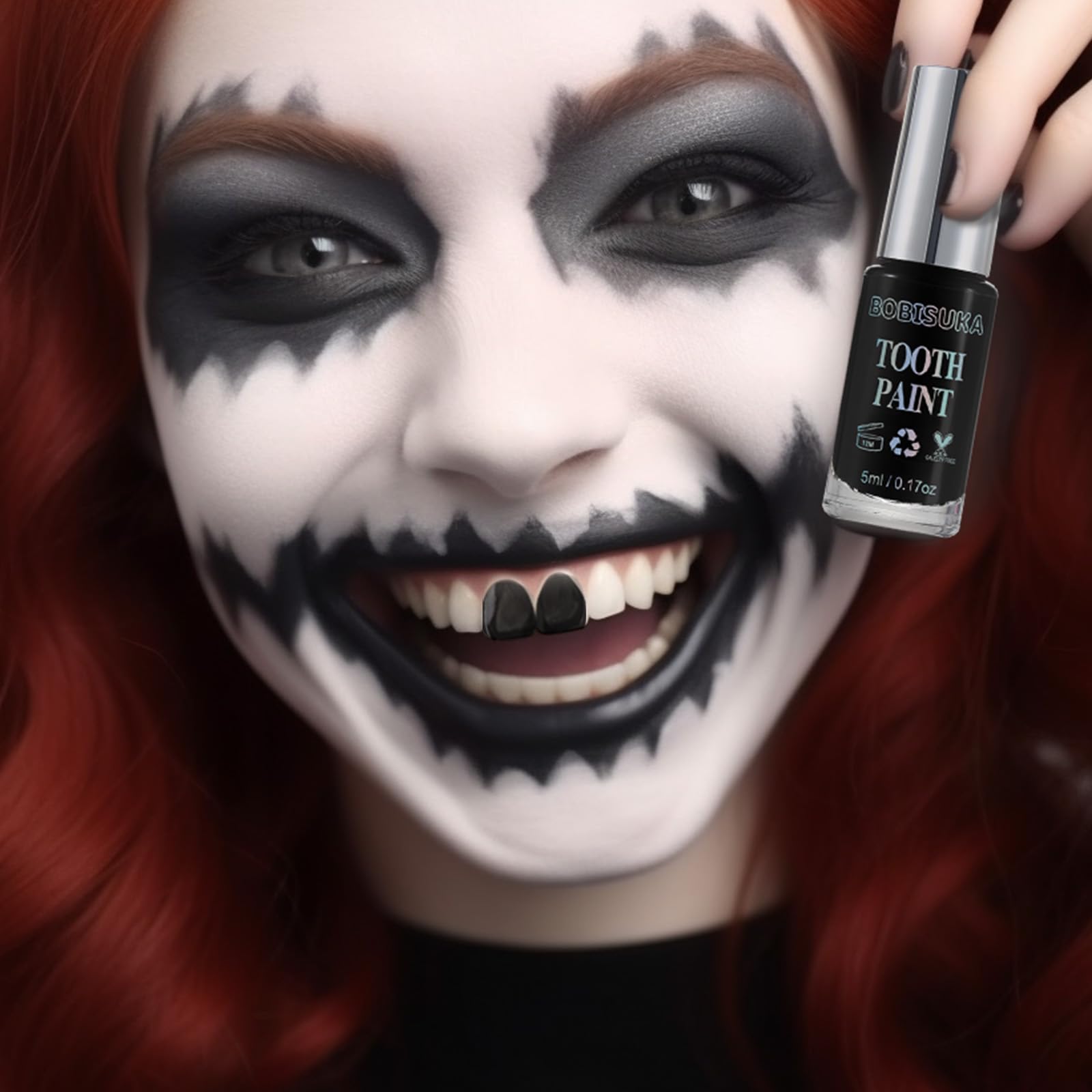 BOBISUKA tooth paint with included brush for easy, precise application.