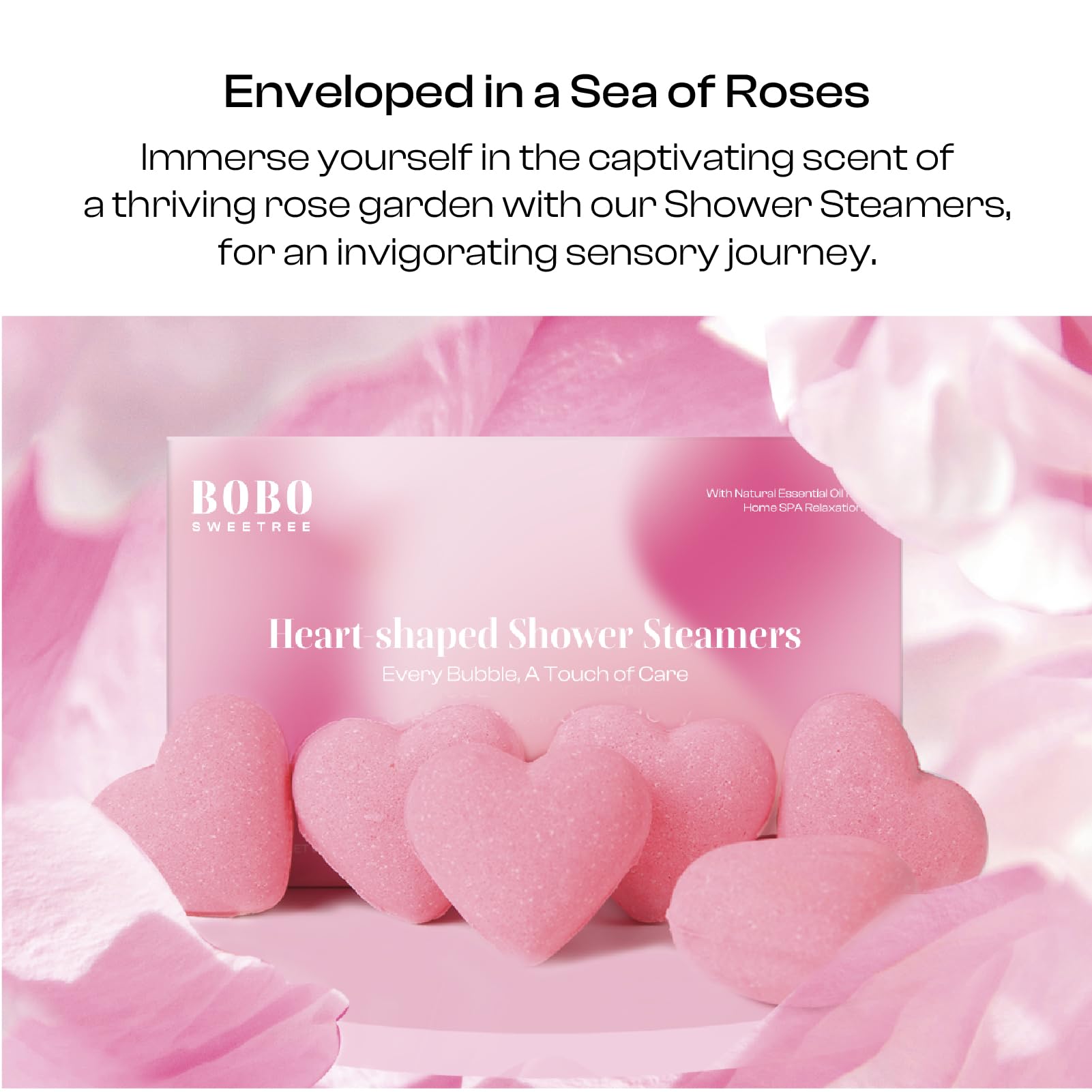 BoboSweeTree rose-scent aromatherapy shower steamer to relax and unwind.