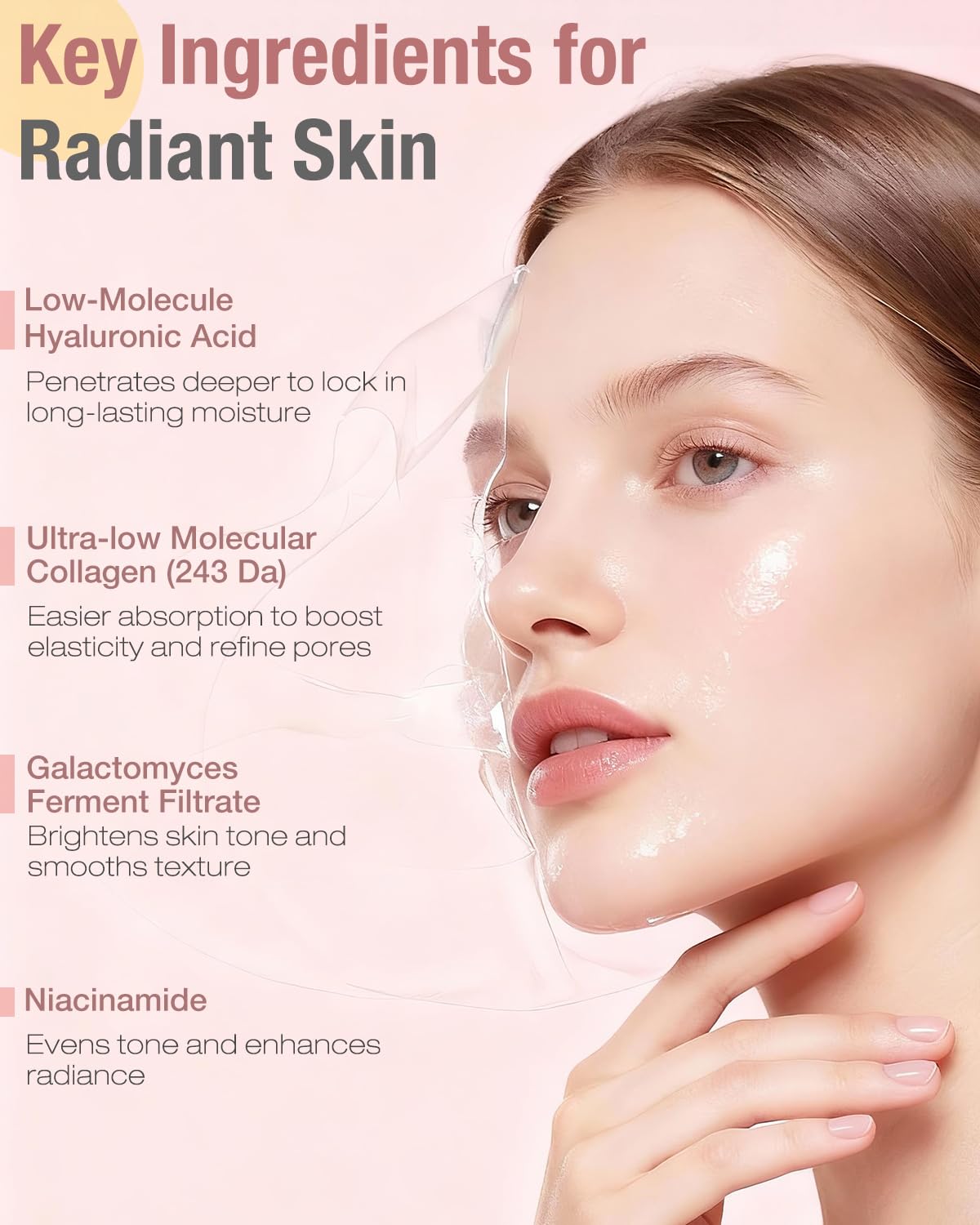 BOCACUE hyaluronic acid penetration close-up highlighting moisture absorption.