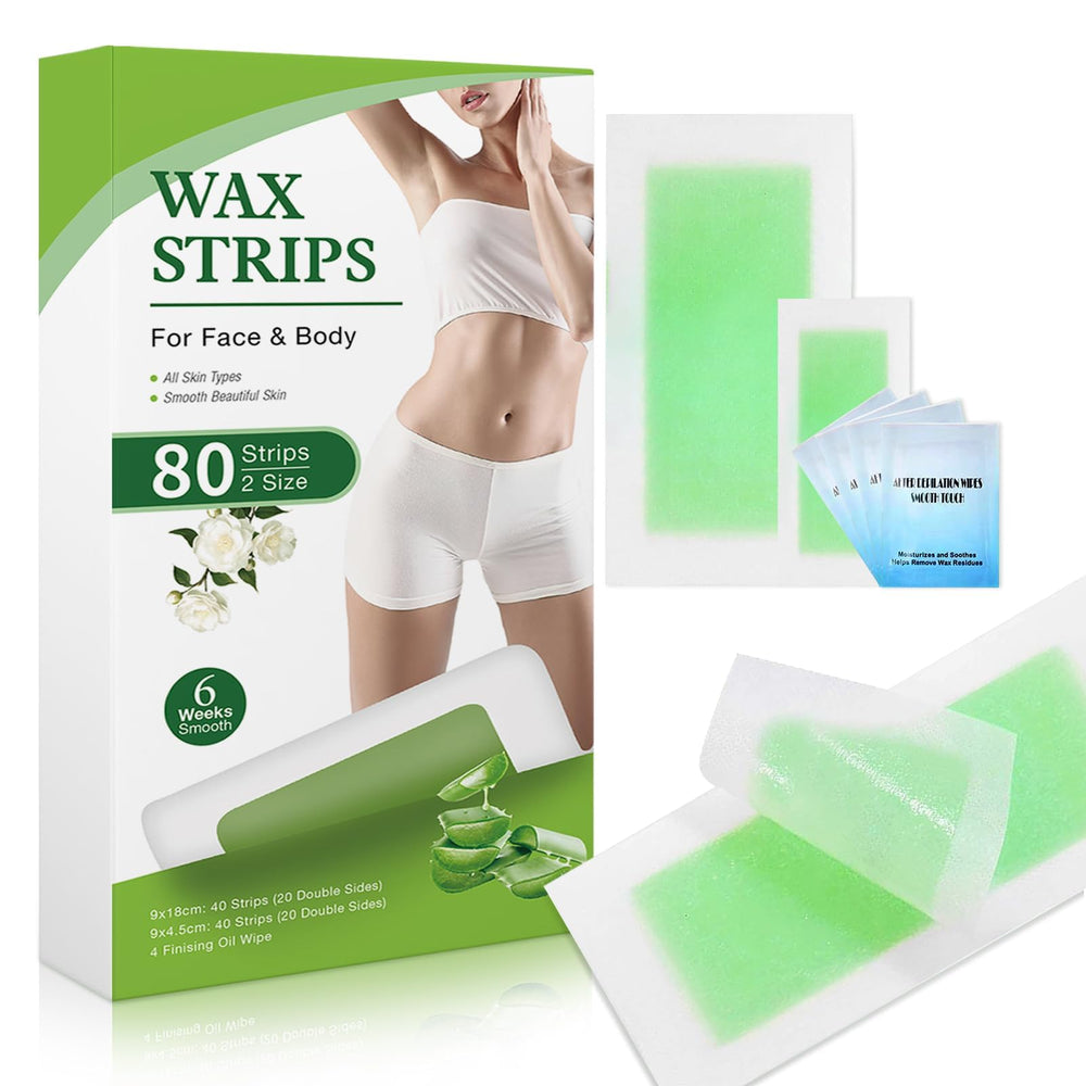 Bocello wax strips pack 80 for no-heat at-home hair removal.
