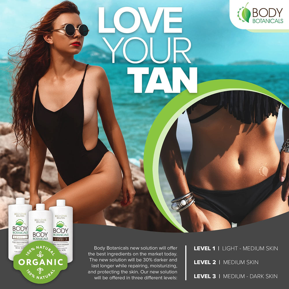 Body Botanicals 33.8 fl oz bottle ready for extended tanning sessions