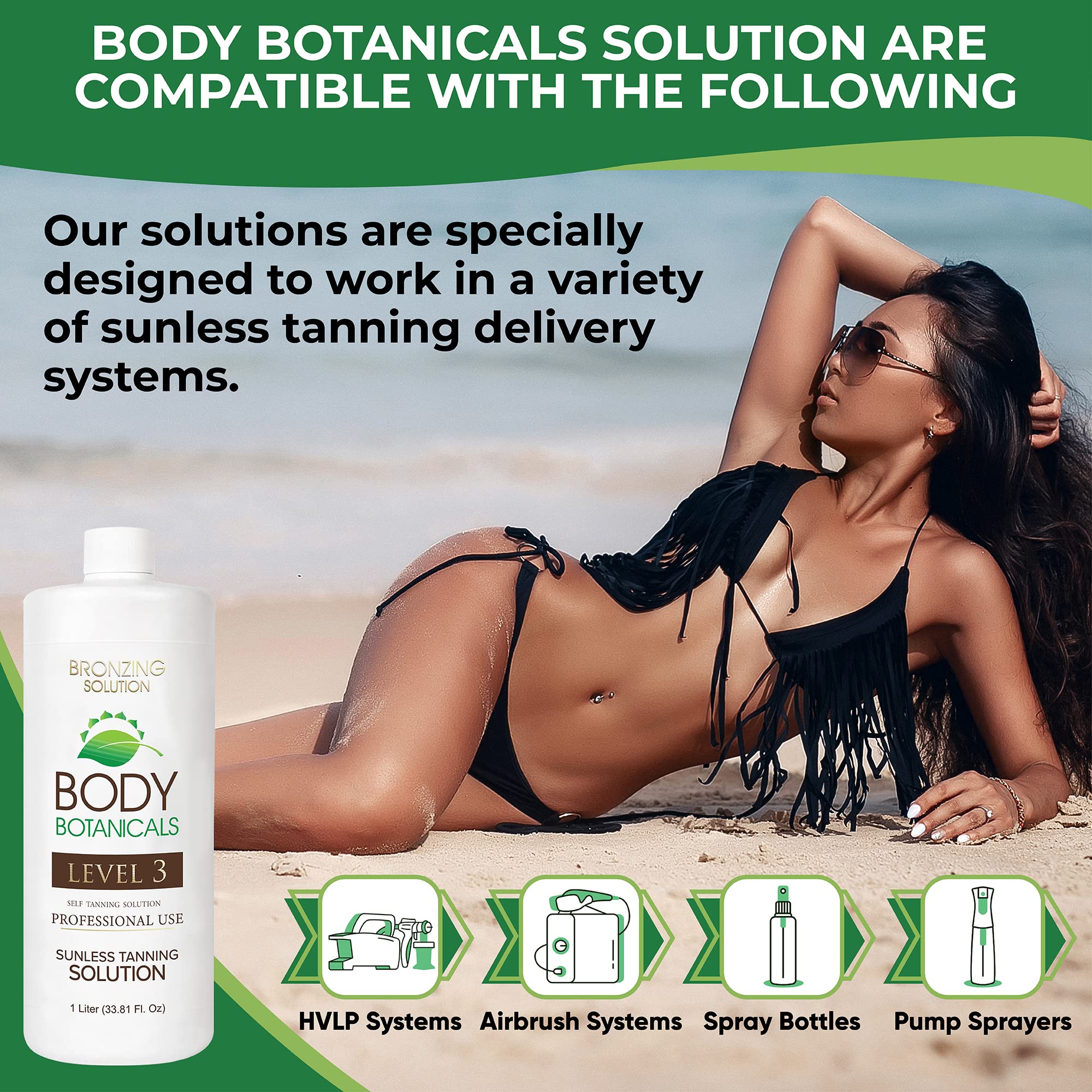 Body Botanicals professional-use salon setup with spray tan solution