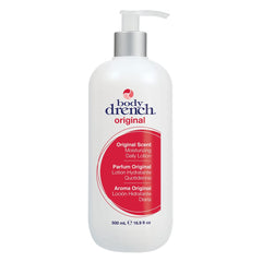 Body Drench moisturizing lotion bottle front for daily hydration across skin types