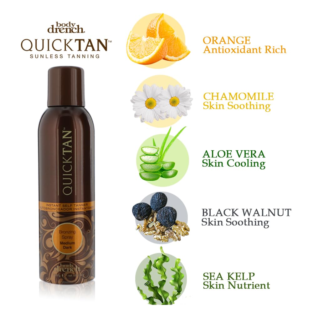 Body Drench QuickTan finished tan on skin with even tone.