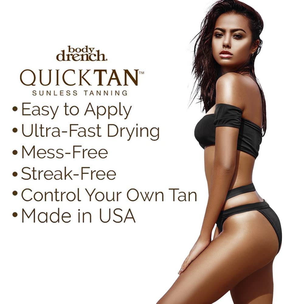 Body Drench QuickTan close-up shows tinted formula for precise application.
