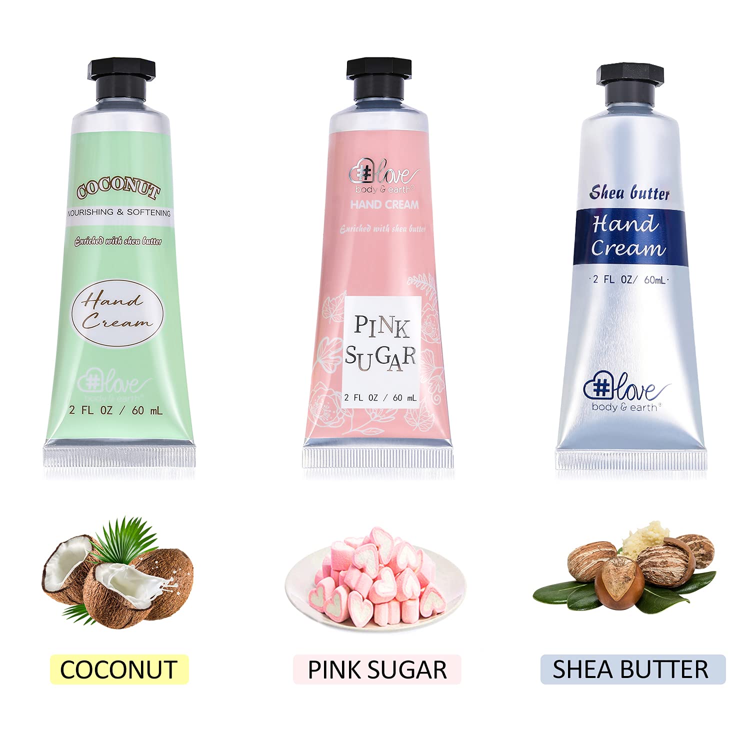 Gift-ready body and earth love hand cream gift set box