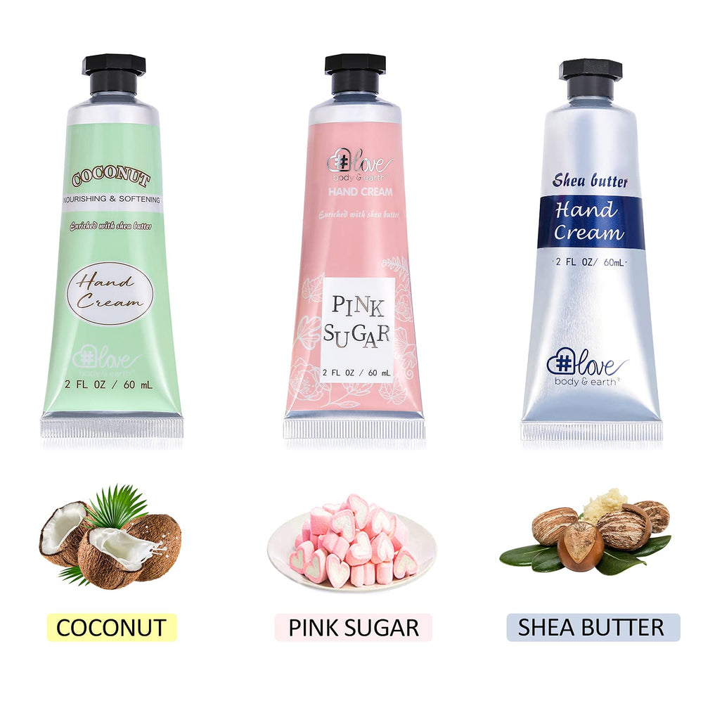 Gift-ready body and earth love hand cream gift set box