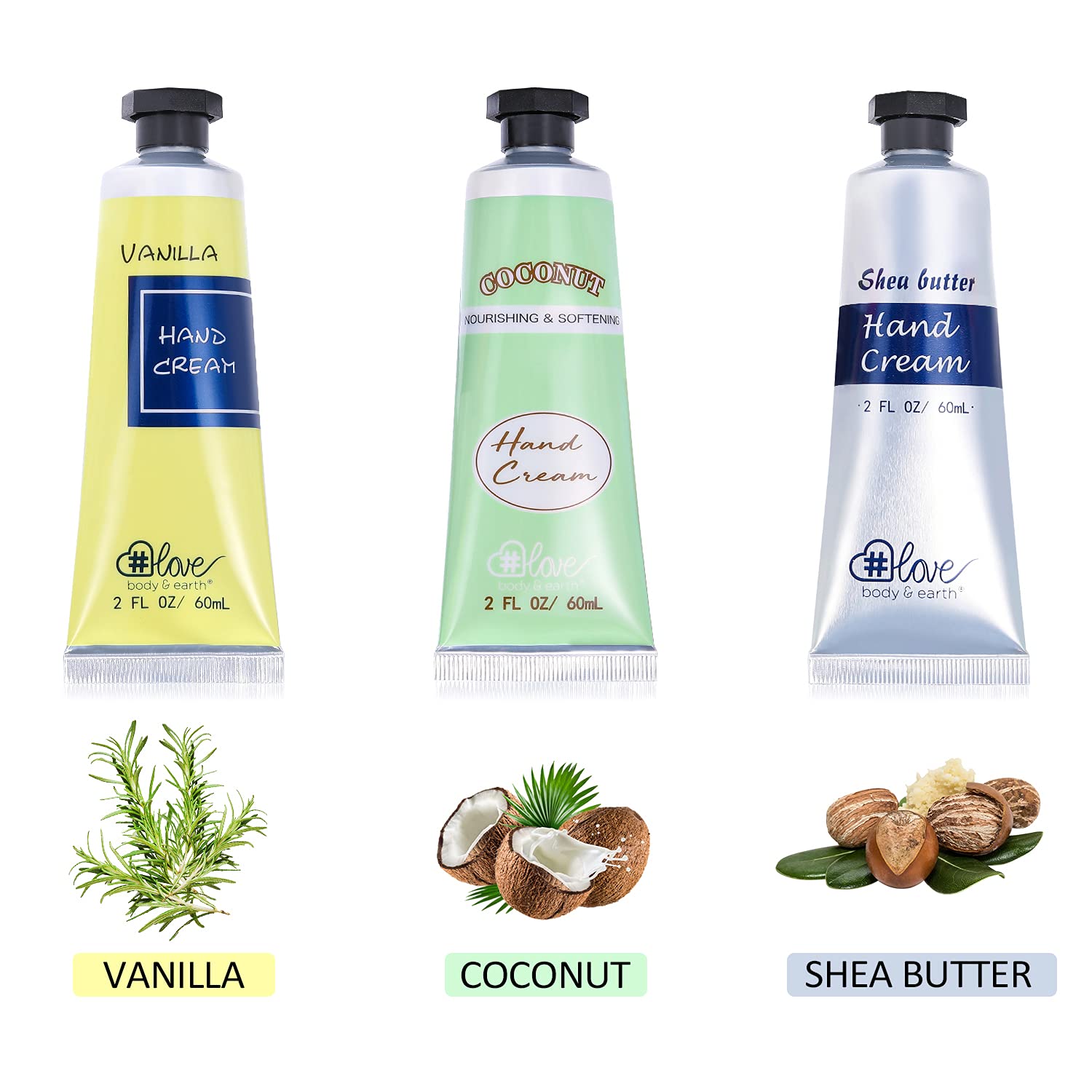 Body & Earth Love vanilla fragrance mini hand cream for silky hands.