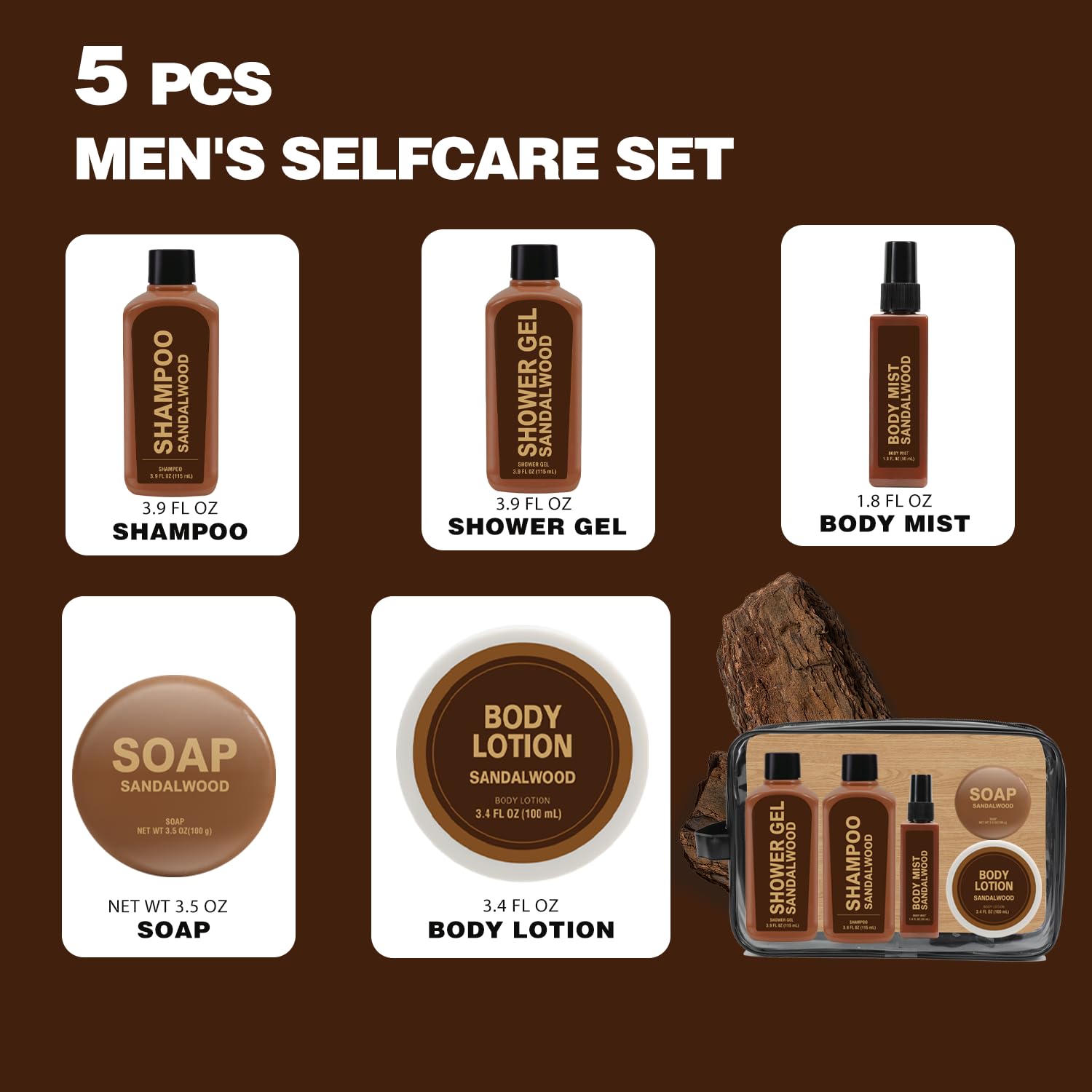 Body & Earth sandalwood travel set shower gel bottle for refreshing wash