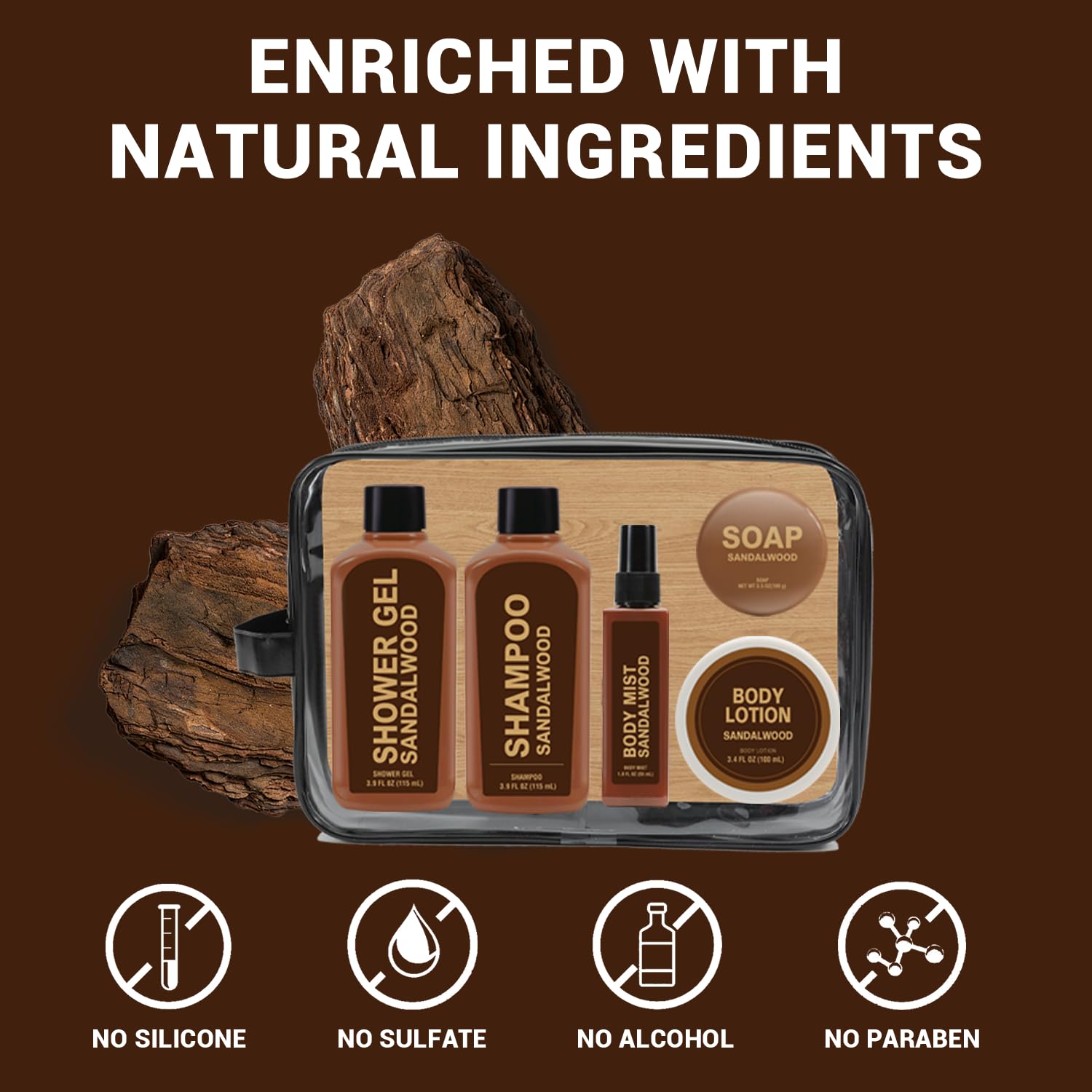 Body & Earth sandalwood travel set soap bar for gentle cleansing