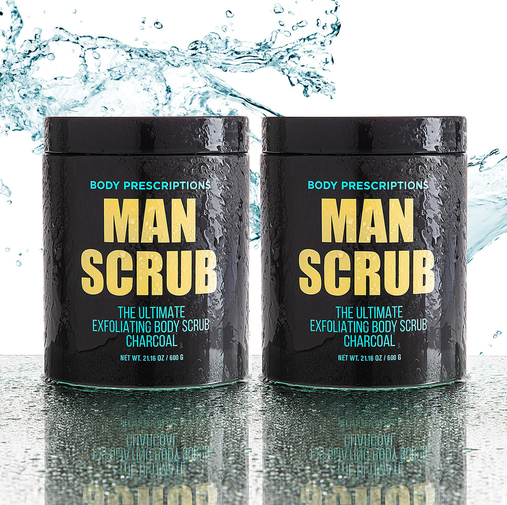 Body Prescriptions charcoal scrub texture closeup highlighting gentle exfoliation for refreshed skin.