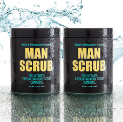 Body Prescriptions charcoal scrub texture closeup highlighting gentle exfoliation for refreshed skin.