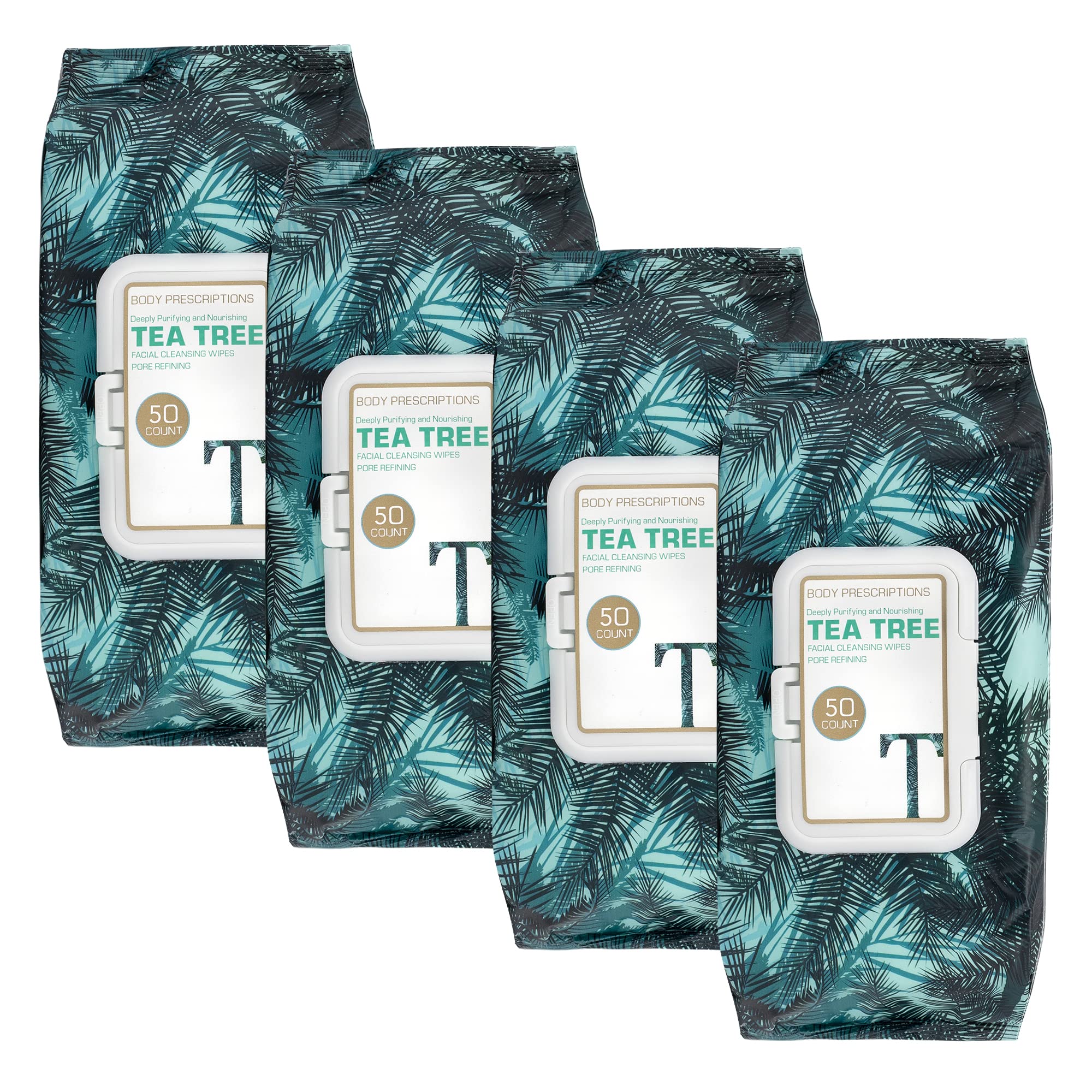 Body Prescriptions makeup cleansing wipes pack 4 with tea tree for easy makeup removal