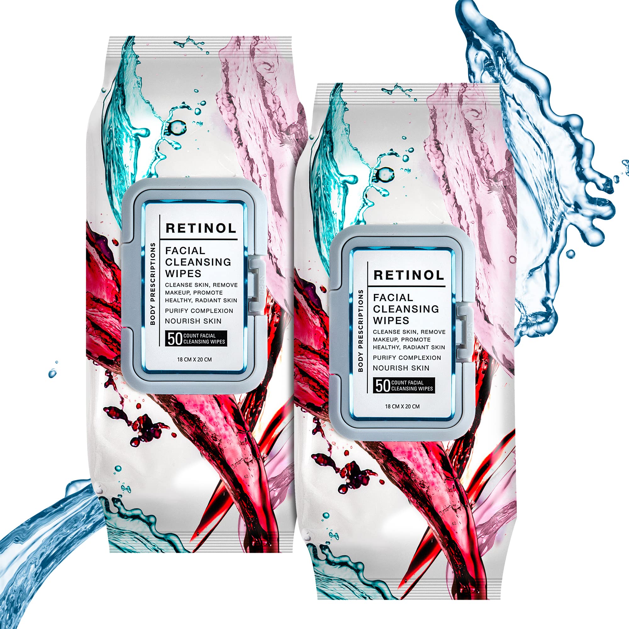 Body Prescriptions makeup cleansing wipes resealable pack close-up for on-the-go cleansing.