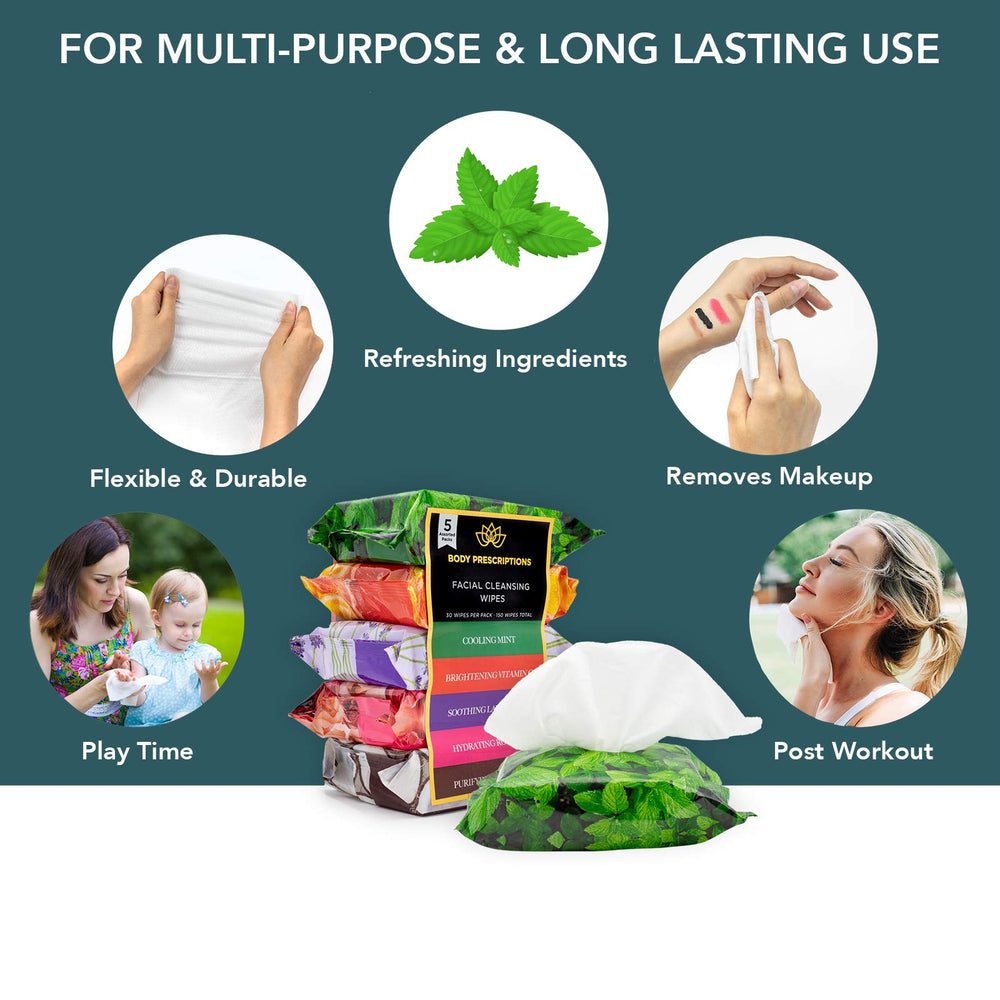 Close-up texture of Body Prescriptions Makeup Remover Wipes showing soft fibers for gentle removal