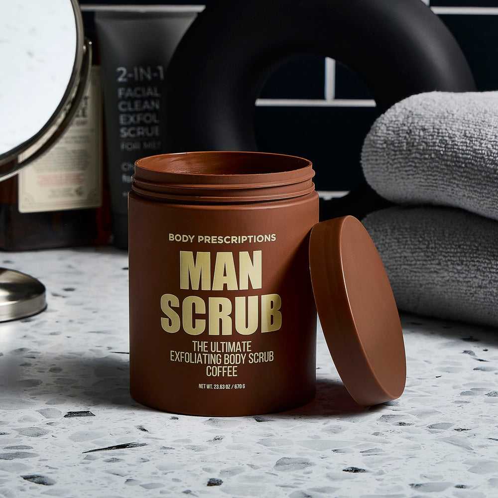 Close-up of Body Prescriptions exfoliating granules for smoother skin texture.