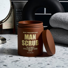 Close-up of Body Prescriptions exfoliating granules for smoother skin texture.