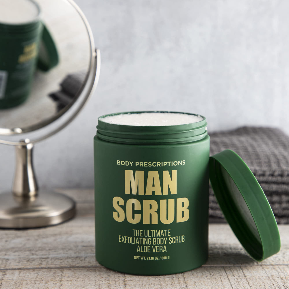 Body Prescriptions Exfoliating Scrub used with circular motions for even texture across the body.