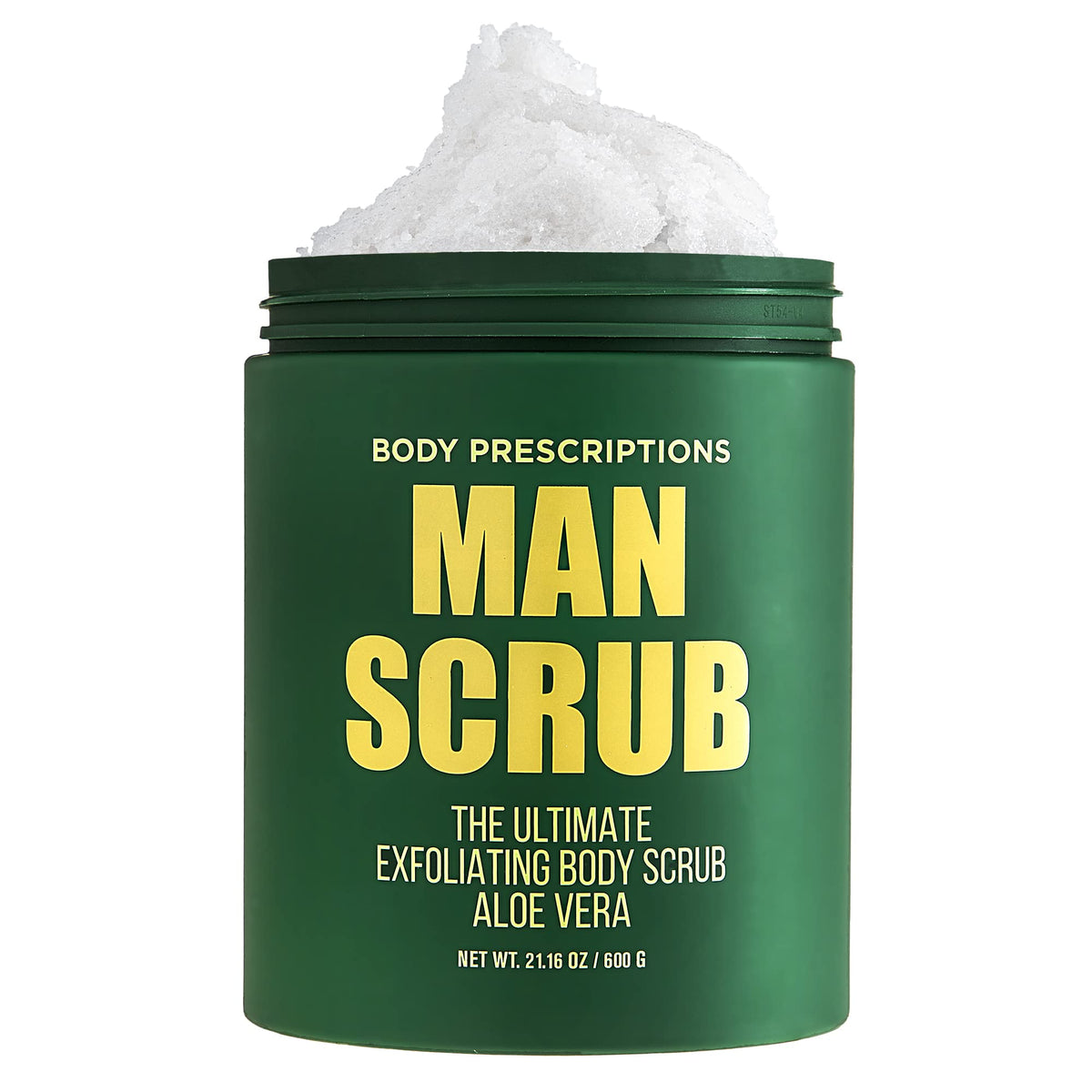 Body Prescriptions Men's Exfoliating Scrub in a twist-top jar, easy to use.