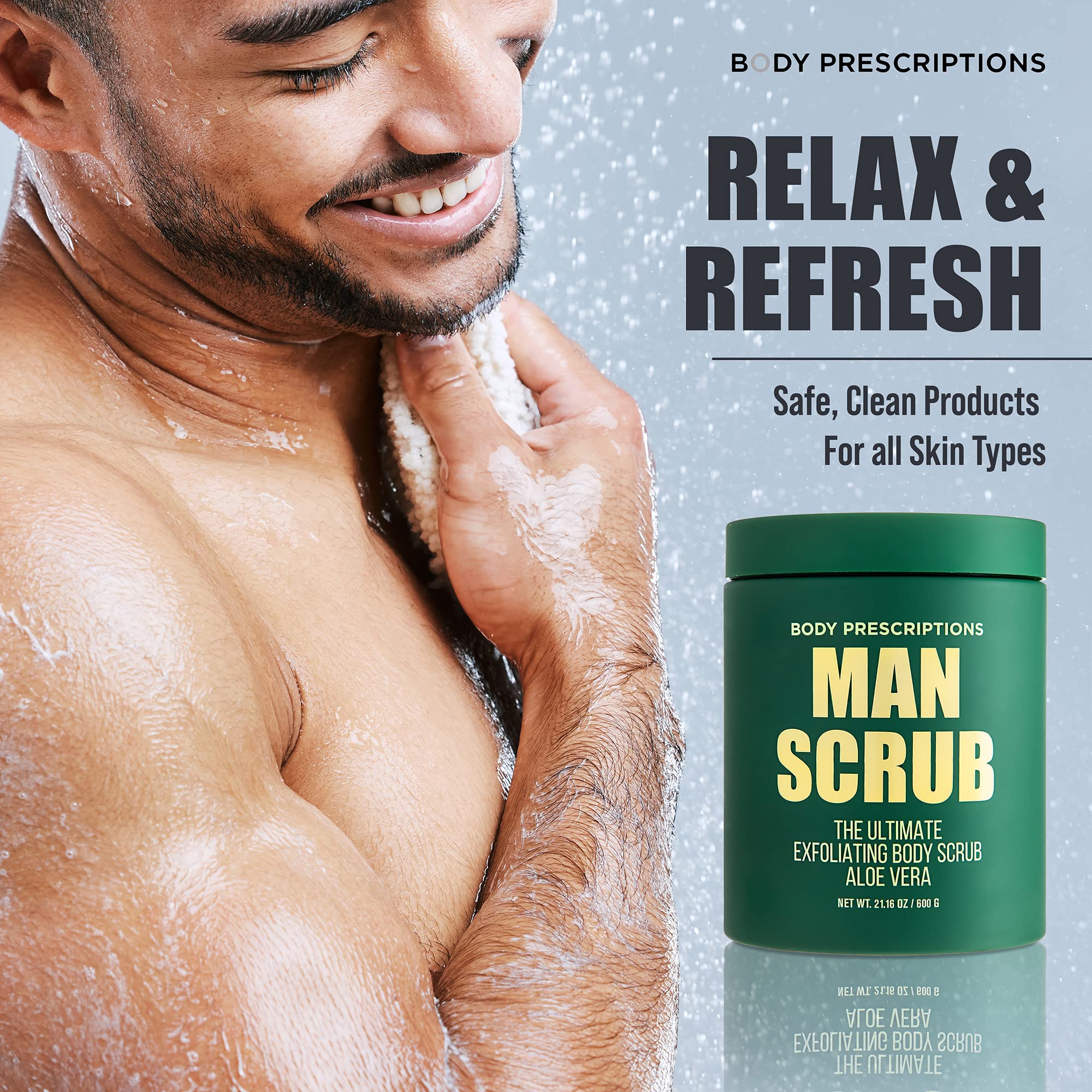 Body Prescriptions exfoliating scrub cruelty-free formula with gentle ingredients for daily routines.