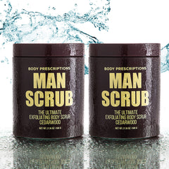 Body Prescriptions Men's Exfoliating Scrub cedarwood scent image highlighting cedarwood aroma.