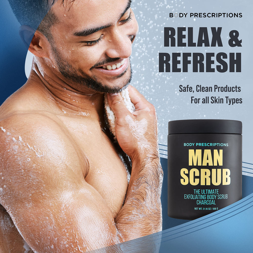 Body Prescriptions Men’s Exfoliating Scrub twist-top closeup for easy-grip shower use