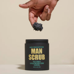 Texture closeup of Body Prescriptions Men’s Exfoliating Scrub showing granular exfoliation