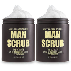 Body Prescriptions Men's Exfoliating Scrub jar with twist-top lid for easy daily cleansing.