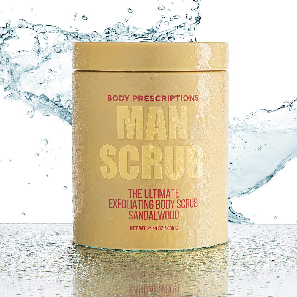 Body Prescriptions Men's Exfoliating Scrub close-up texture showing exfoliation for dead skin
