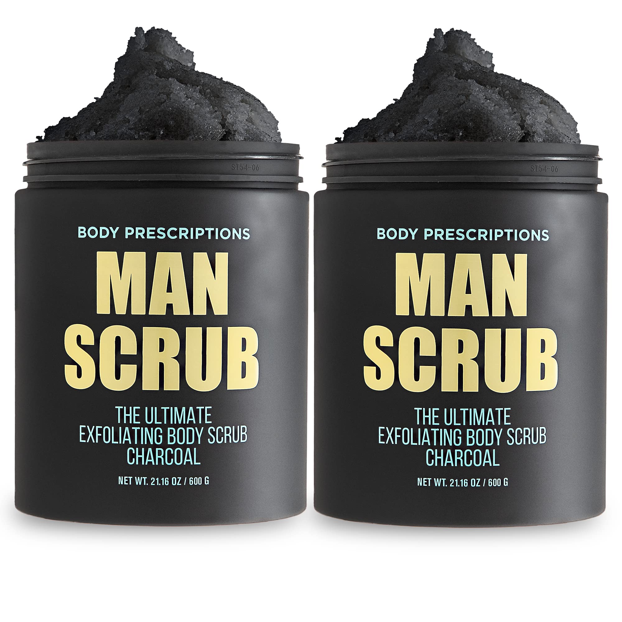 Body Prescriptions men's exfoliating scrub jar with twist-top lid for easy daily use.