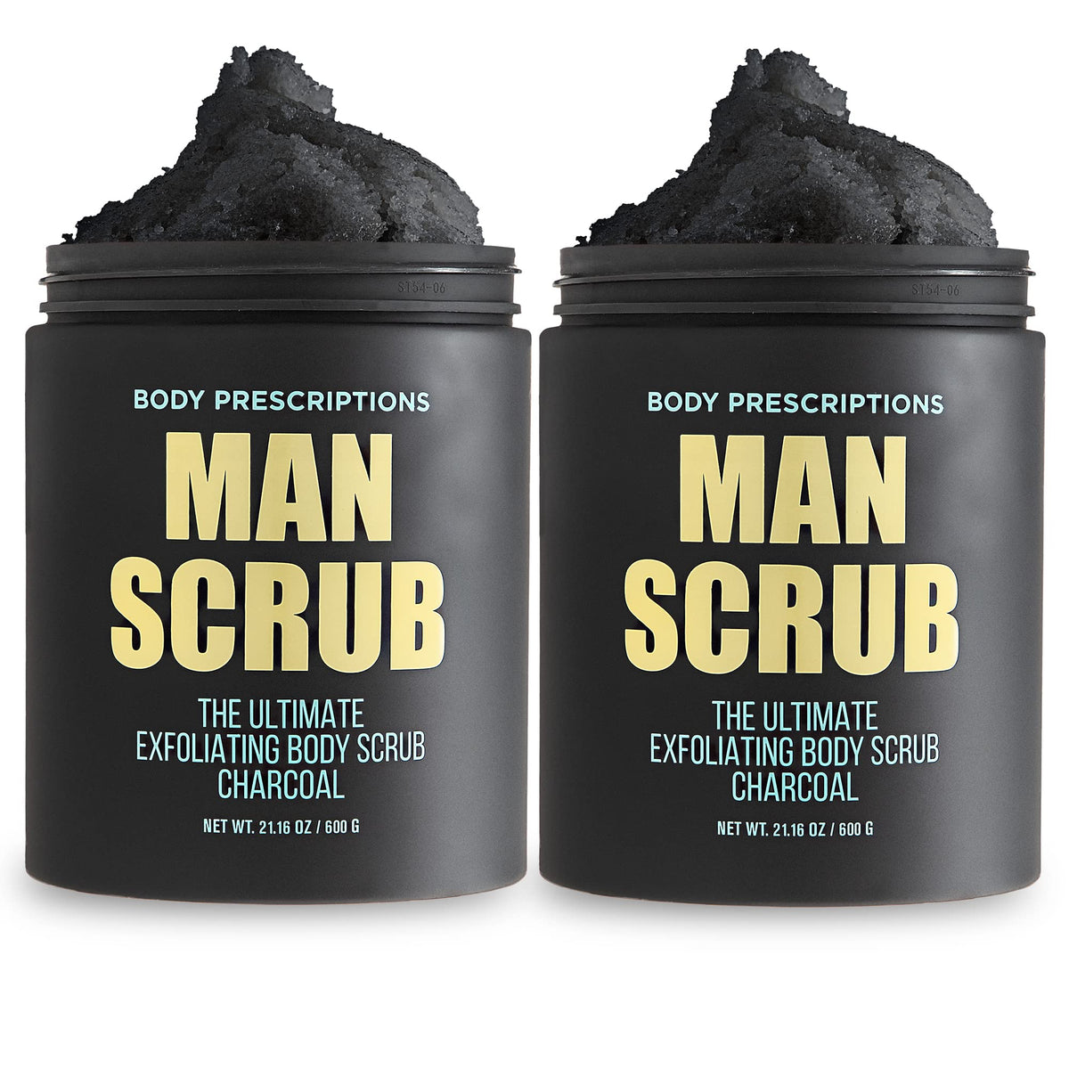 Body Prescriptions men's exfoliating scrub jar with twist-top lid for easy daily use.