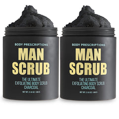 Body Prescriptions men's exfoliating scrub jar with twist-top lid for easy daily use.