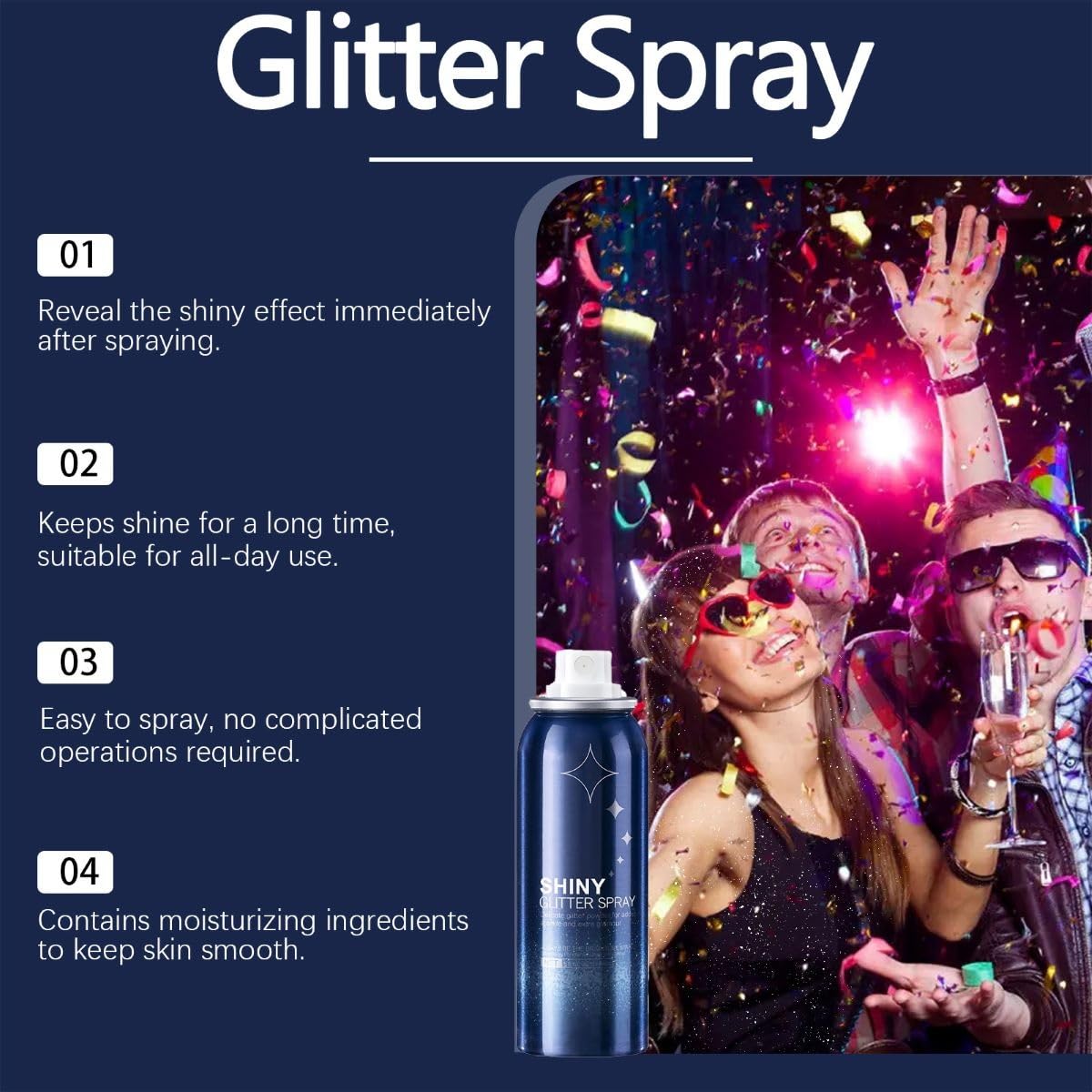 Body Glitter Spray on clothing adds shimmering accents for outfits