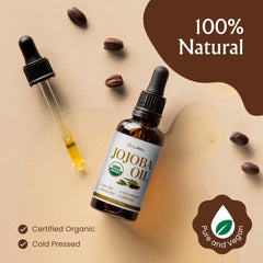 Dropper dispensing BodyJ4You jojoba oil for precise application.
