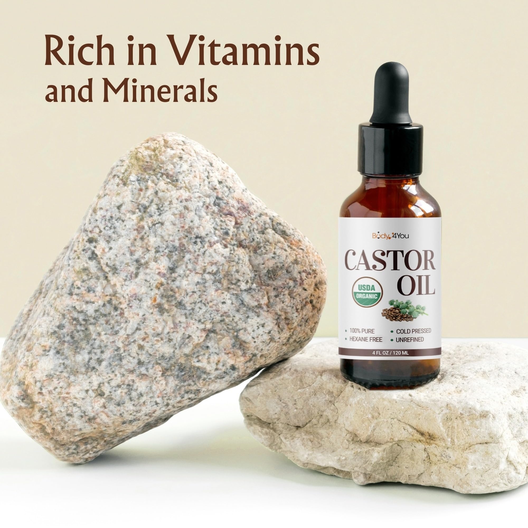 BodyJ4You castor oil supports skin hydration and cuticle care.