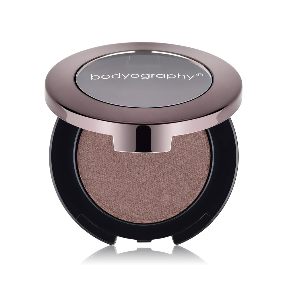 Bodyography Expressions Eye Shadow Coy purple-grey matte swatch showing pigment-rich color.