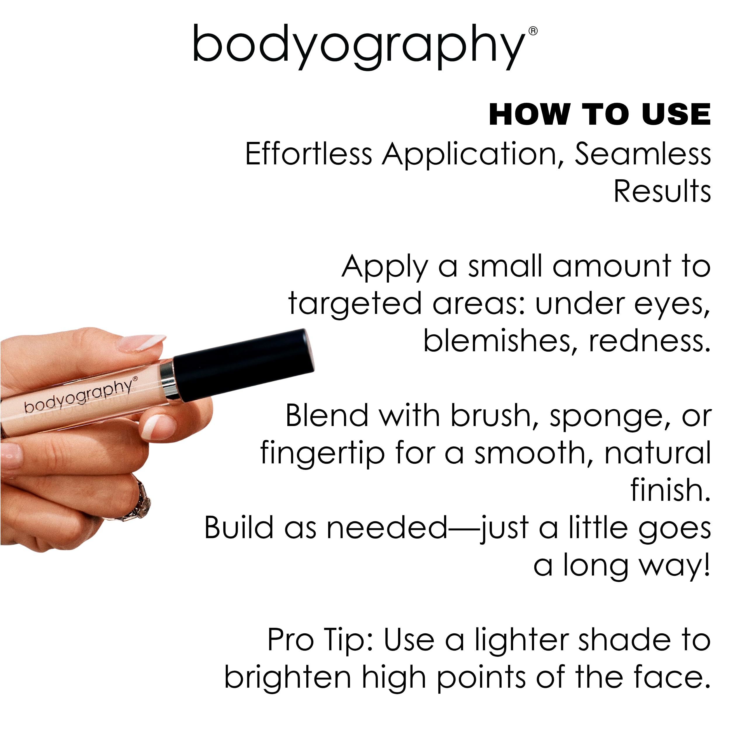 Bodyography Skin Slip concealer wear test showing long-lasting formula