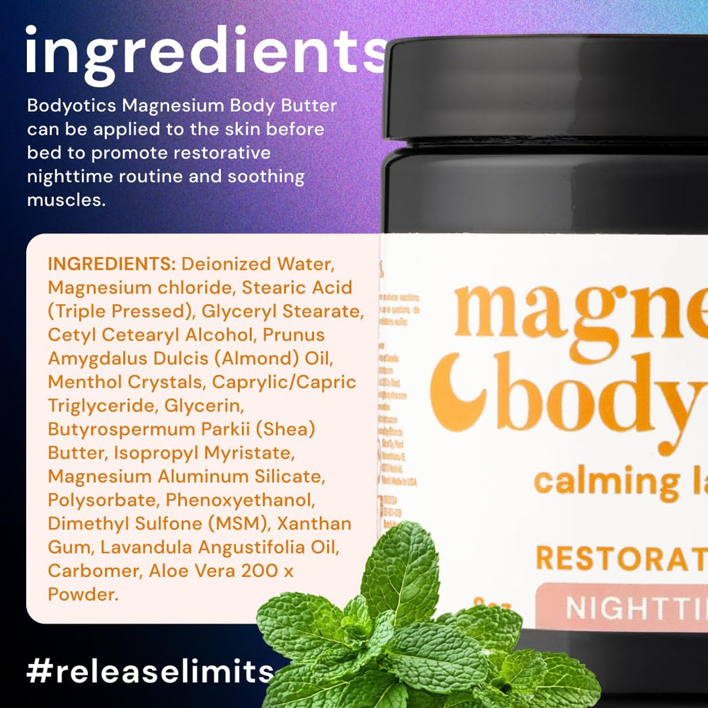Bodyotics formula highlights shea butter and almond oil for lasting moisture.