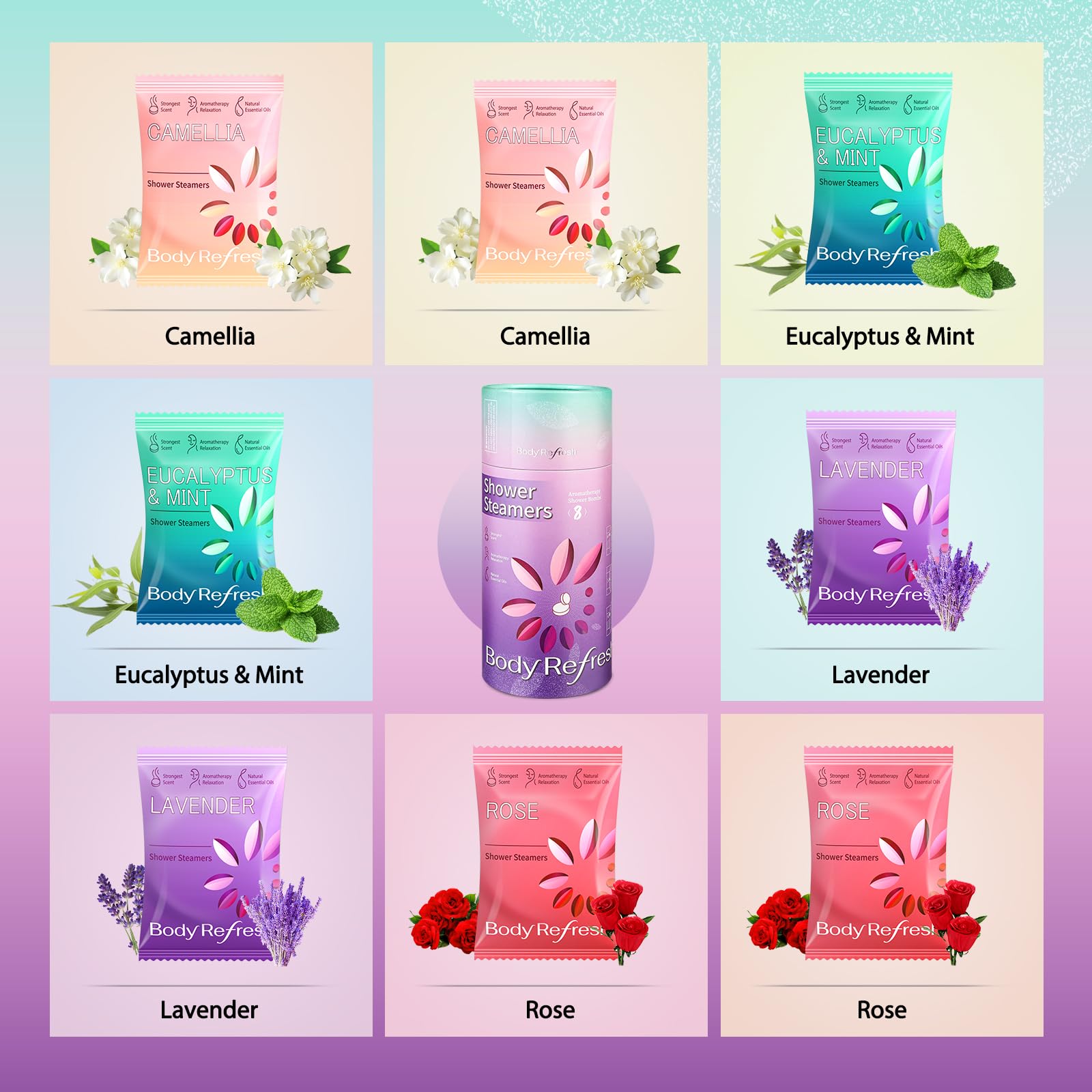 BodyRefresh rose steamers close-up for mood uplifting shower ritual