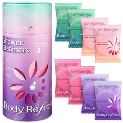 BodyRefresh 8-pack shower steamers close-up for spa-like routine