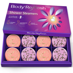 BodyRefresh lavender shower steamer with petals for a calming spa-like shower.