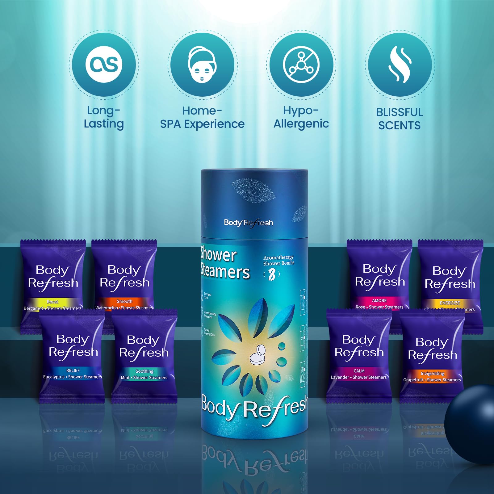 BodyRefresh lavender steamers offer a calming moment for a relaxing shower