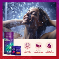 Display of BodyRefresh varied scents including eucalyptus, lavender, and more