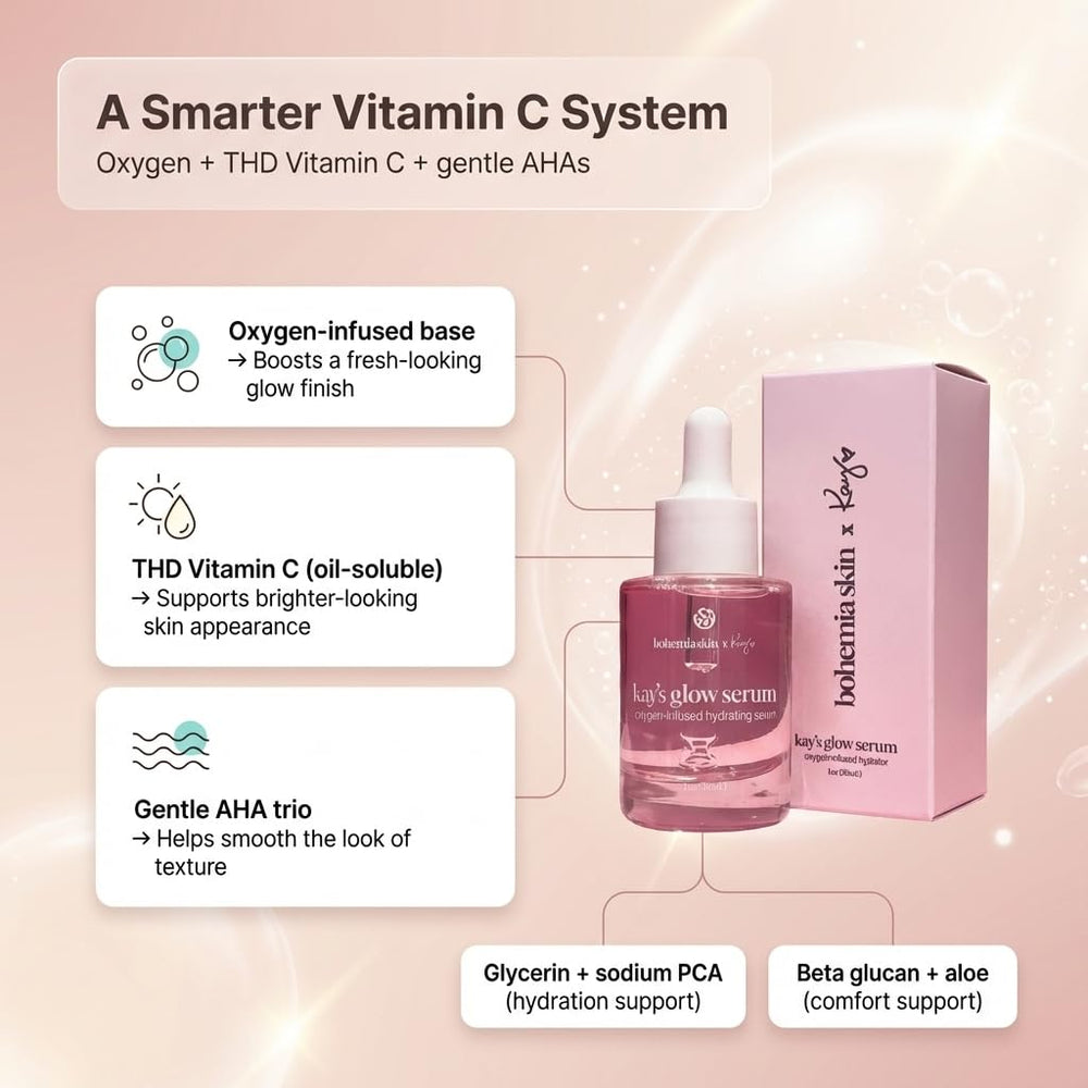 Kay's Glow Serum used as primer beneath makeup for smoother skin