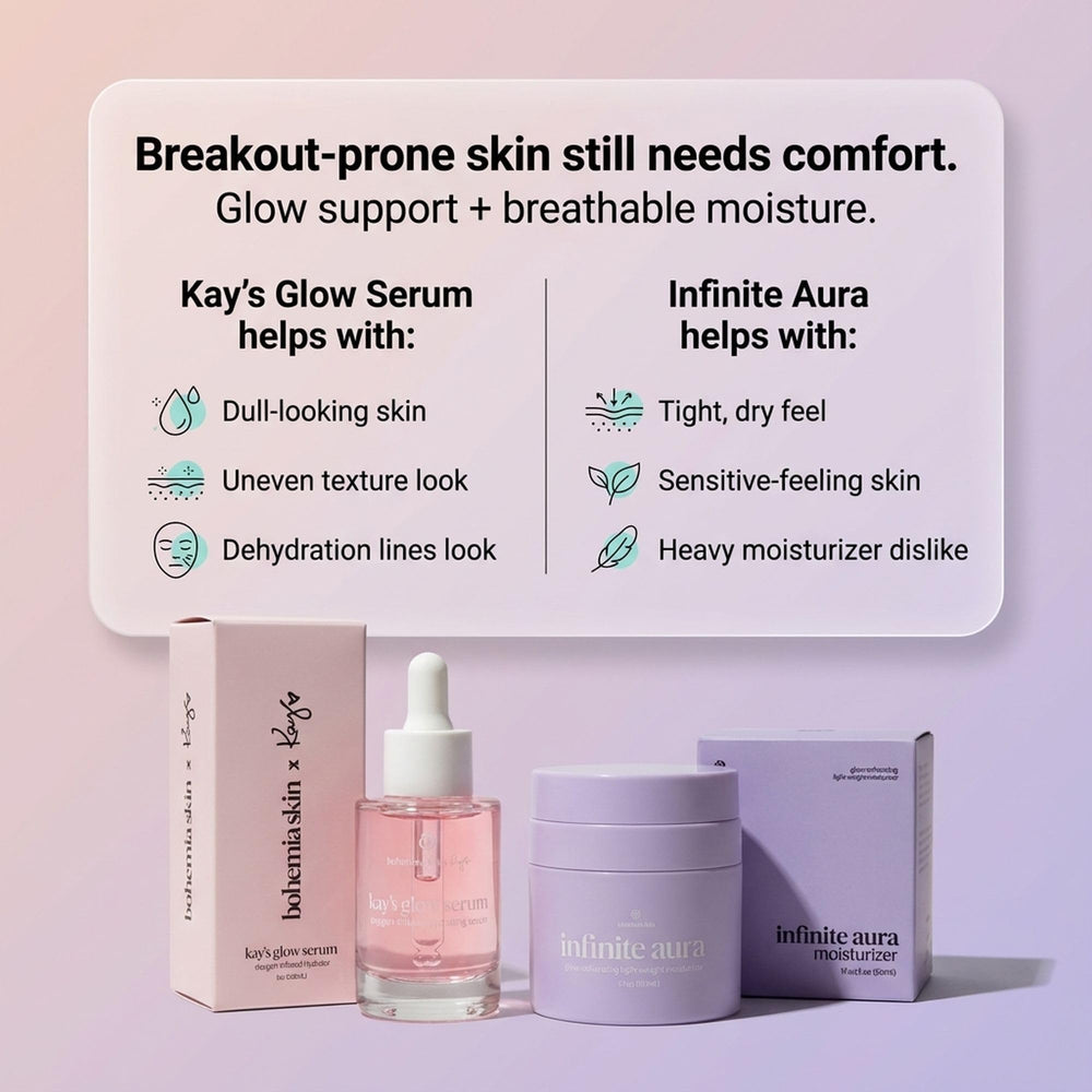 Bohemia Skin Kay’s Glow Serum dropper closeup ready to hydrate skin
