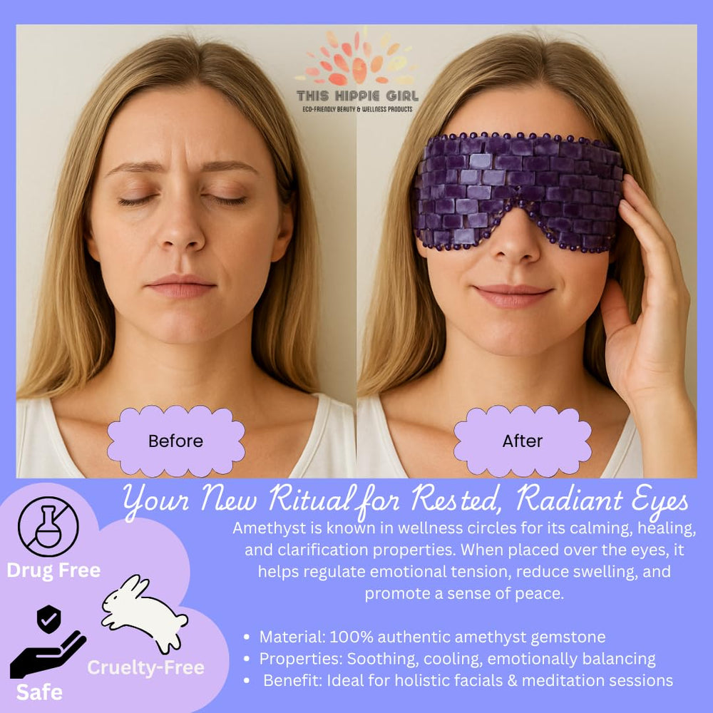 Boho Aromatic amethyst eye mask in meditation for tension relief