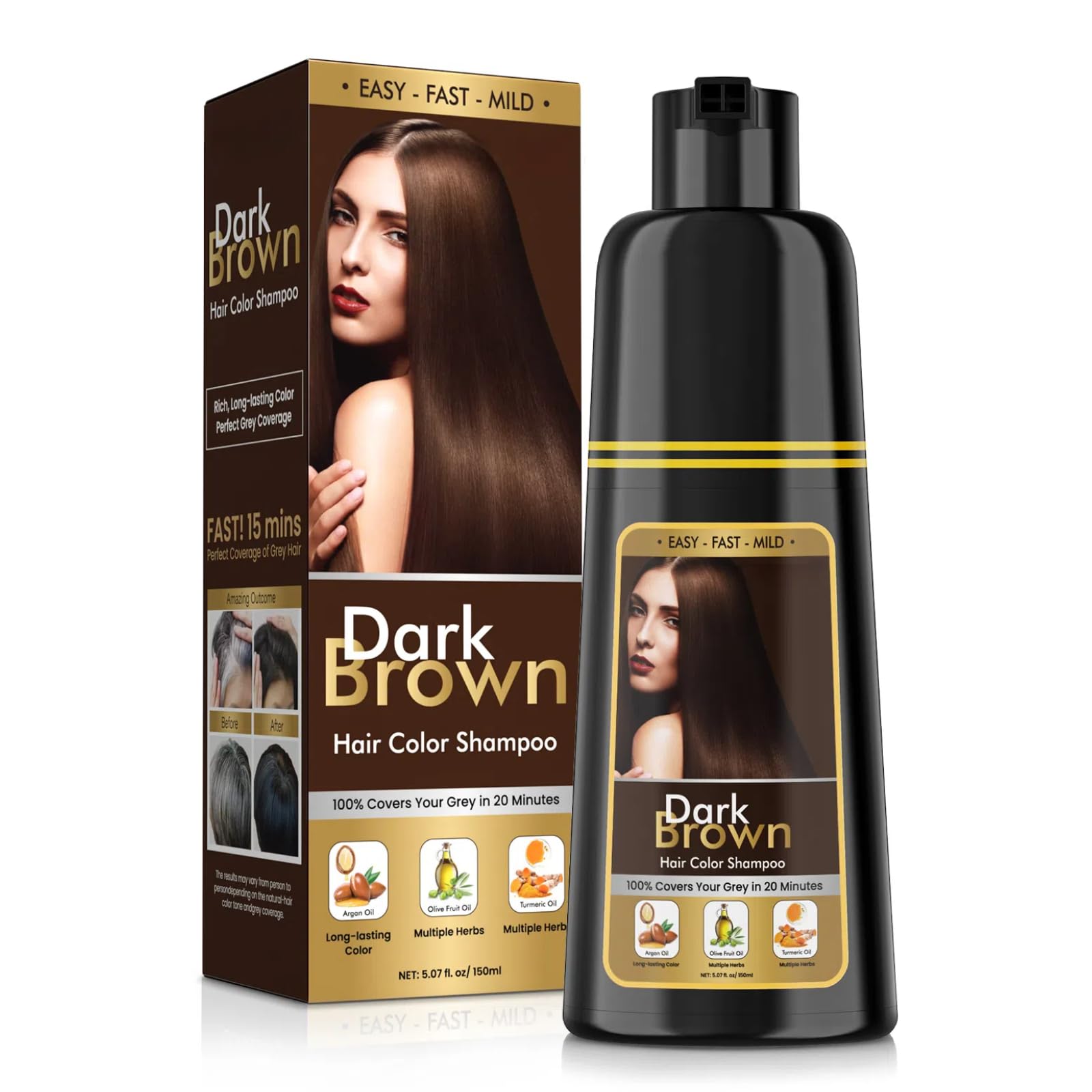 BOJICA Hair Dye Shampoo gray coverage in one wash for natural color