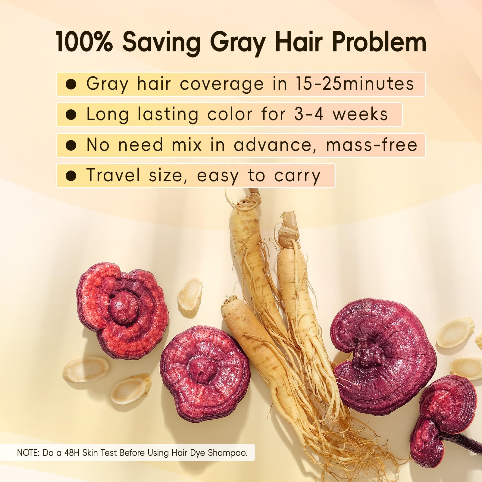 BOJICA Hair Dye Shampoo herbal-ingredients with argan, olive, and ginseng